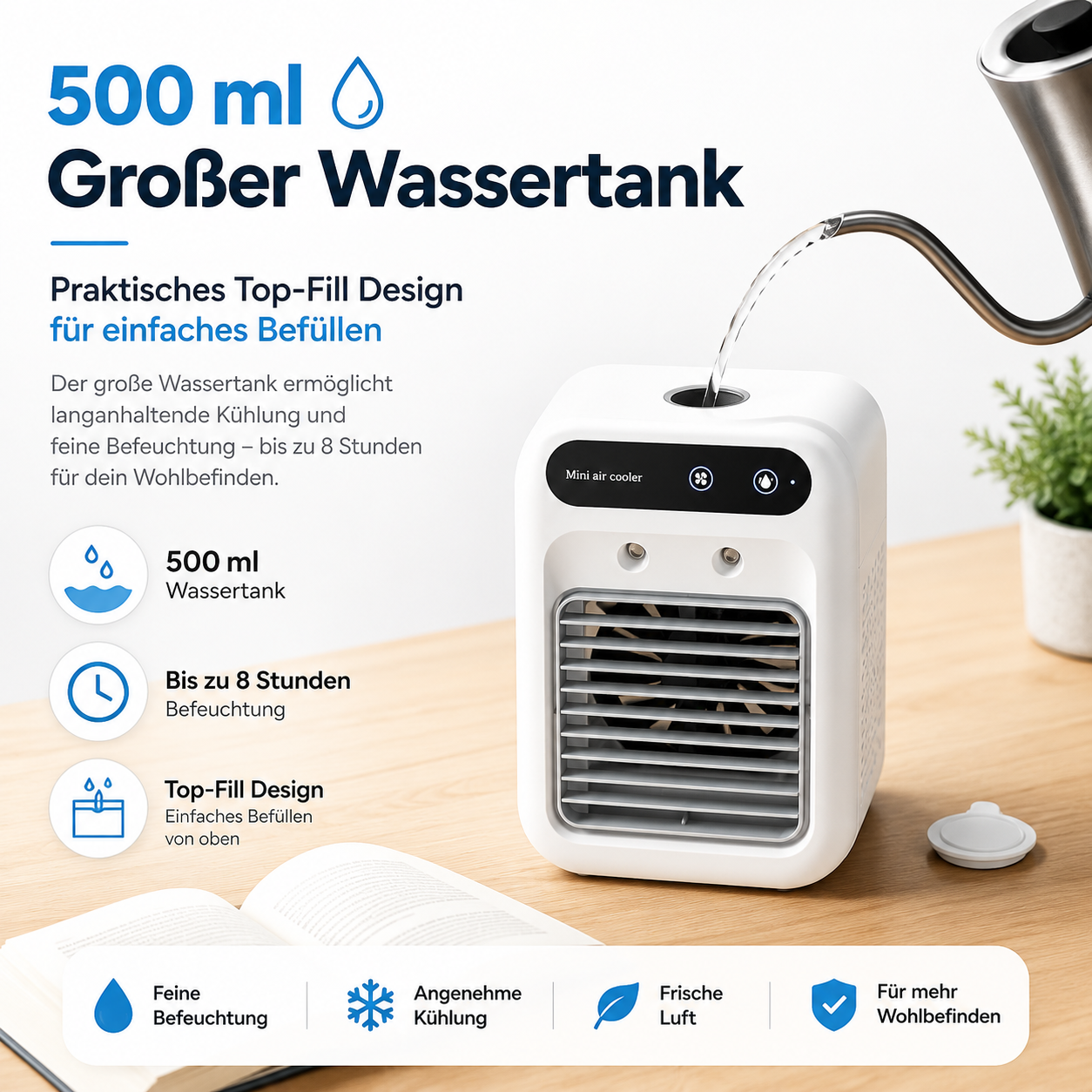 Tranqila Breeze™ – Persönlicher Mini-Luftkühler mit Nebelfunktion