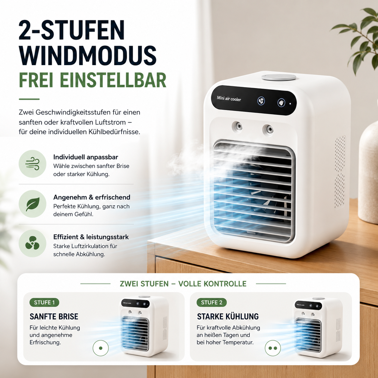 Tranqila Breeze™ – Persönlicher Mini-Luftkühler mit Nebelfunktion